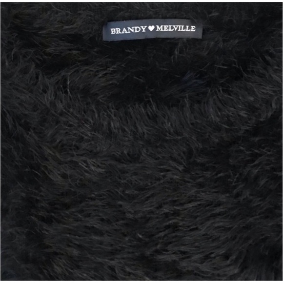 Brandy Melville Black Furry Fuzzy Crop Sweater - Picture 10 of 12